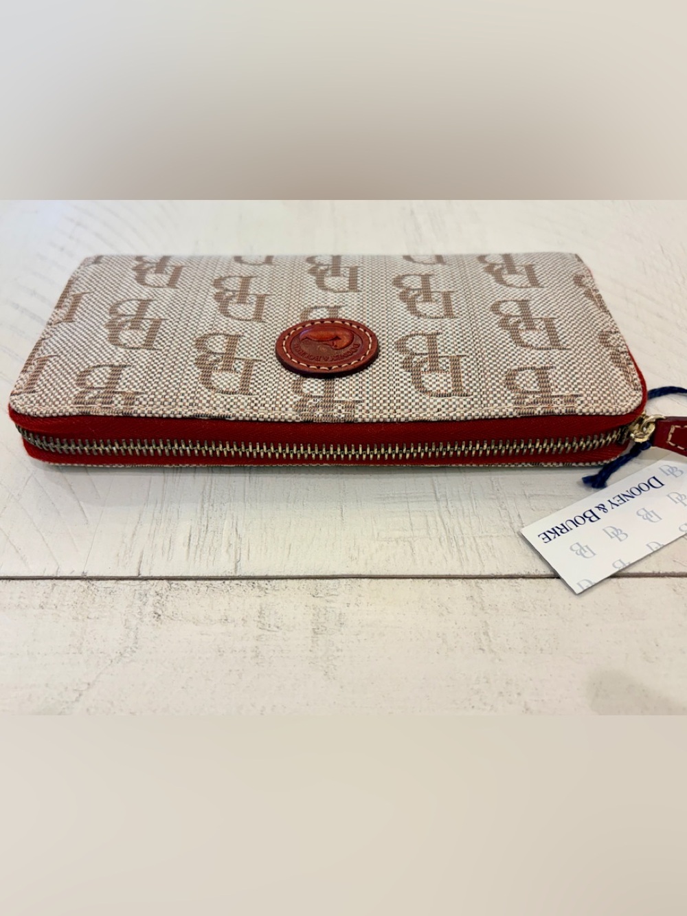 Dooney & Bourke Beige Canvas Logo Wallet  Zippy - zip-around NWT